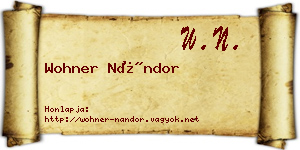 Wohner Nándor névjegykártya